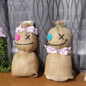 9 1/2 inch boy and girl handmade voodoo sack doll plush